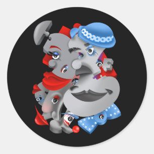 Bits and Pieces – Surreal Puzzle Faces Sticker