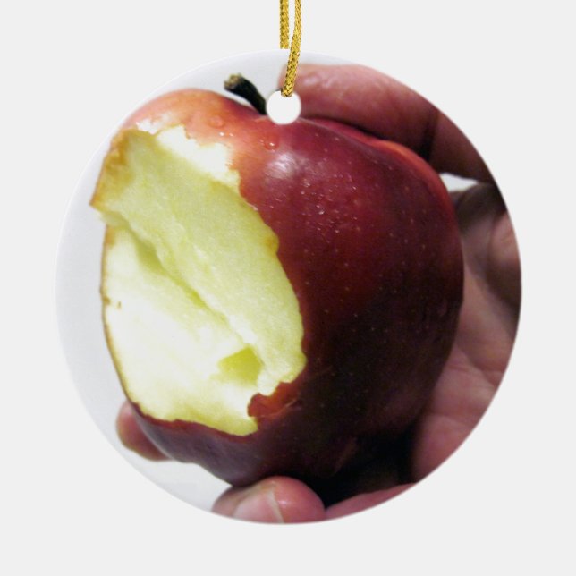 Bitten Red Apple Ceramic Tree Decoration (Front)