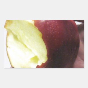 Bitten Red Apple Rectangular Sticker