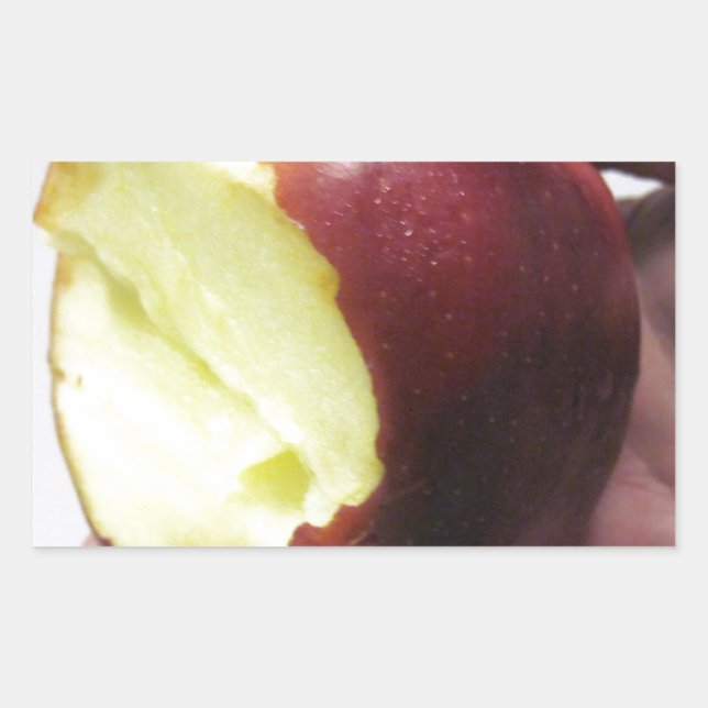 Bitten Red Apple Rectangular Sticker (Front)
