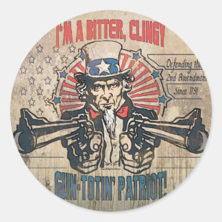 Bitter, Clingy Gun Toting Patriot Classic Round Sticker