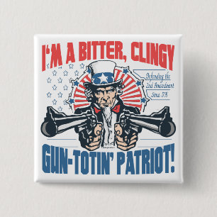 Bitter, Clingy Gun-Toting Patriot Uncle Sam Gear 15 Cm Square Badge