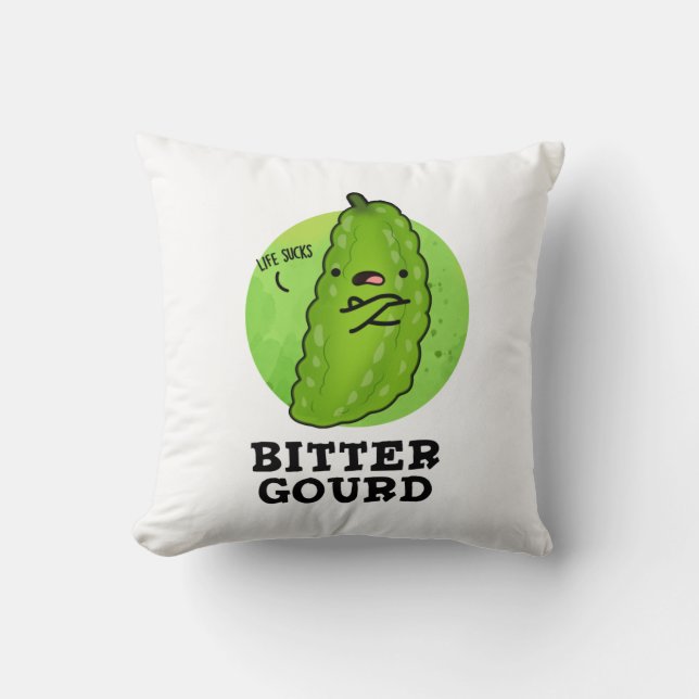 Bitter Gourd Funny Veggie Pun Cushion (Front)
