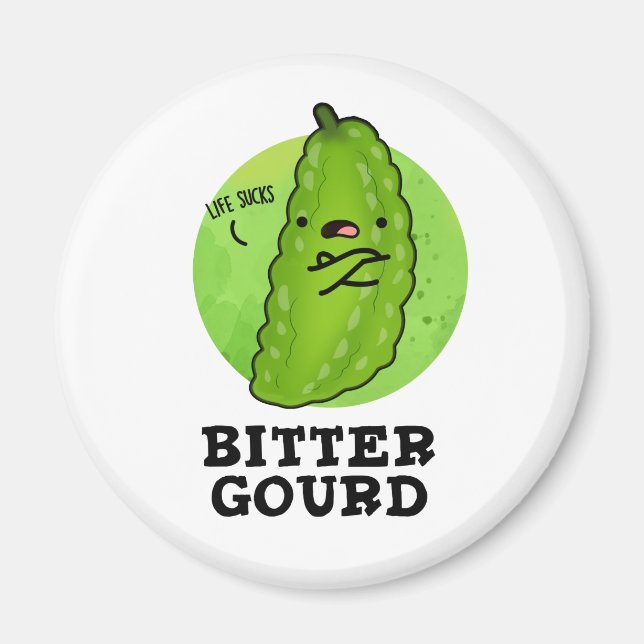 Bitter Gourd Funny Veggie Pun Magnet (Front)