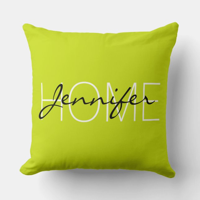 Bitter lemon colour home monogram cushion (Front)