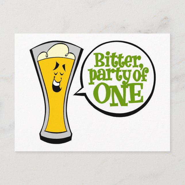 Bitter, Party of One Invitation Postcard (Front)