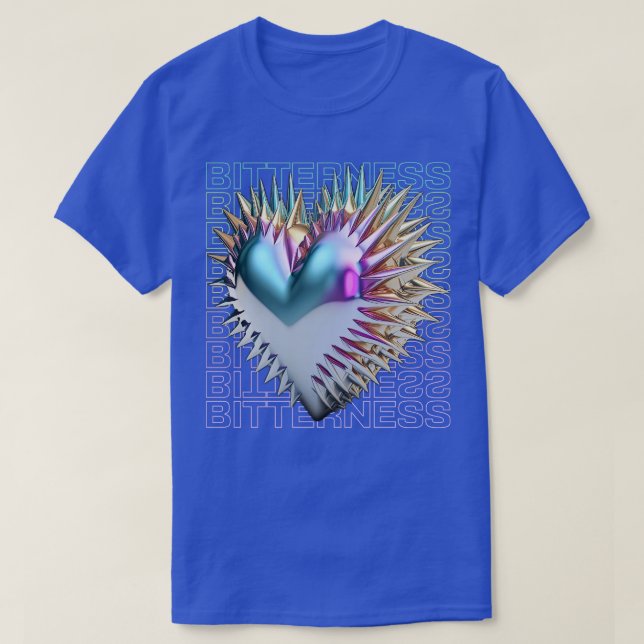 Bitterness Spikey 3D Heart Dark  Y2K T-Shirt (Design Front)