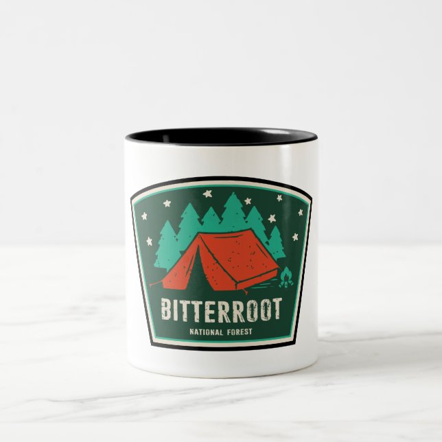 Bitterroot National Forest Camping Two-Tone Coffee Mug (Center)