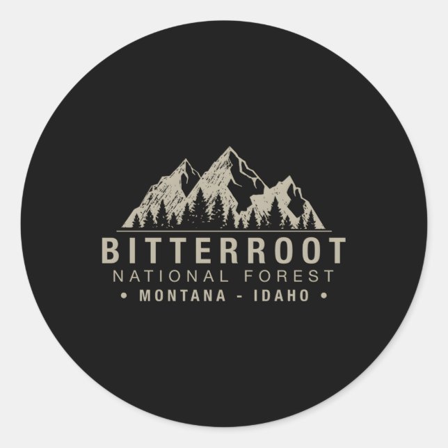 Bitterroot National Forest Montana Idaho Classic Round Sticker (Front)