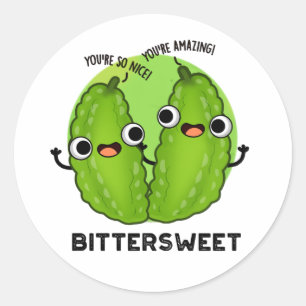 Bittersweet Funny Bitter Gourd Pun  Classic Round Sticker