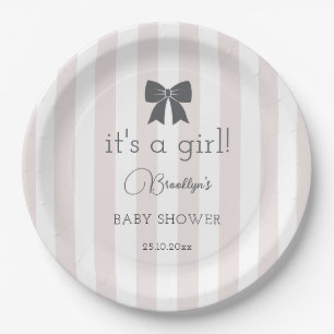Bitty Bow It's a Girl Baby Shower Paper Plate