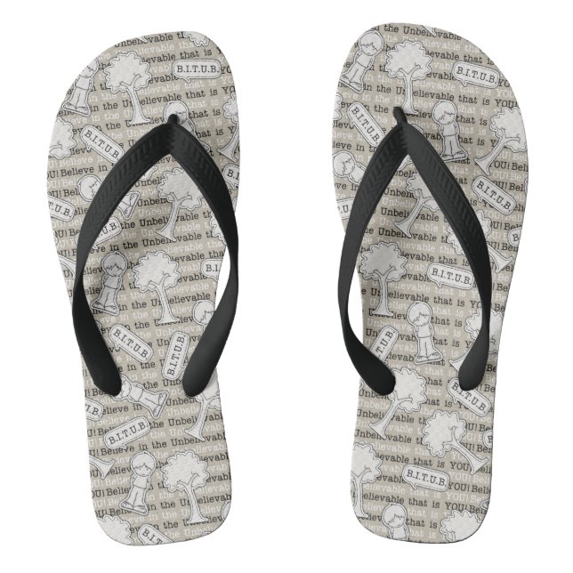 BITUB Pattern (Believe in the Unbelievable) Thongs (Footbed)