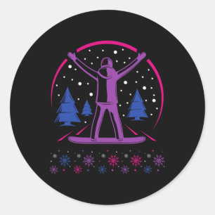 Biual Pride Subtle Snowboarding Winter Outdoors Lg Classic Round Sticker