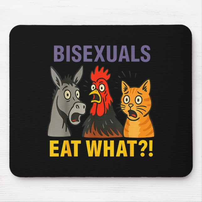 Biuals Eat What Surprised Chicken Cat Lgbt Pride  Mouse Pad (Front)