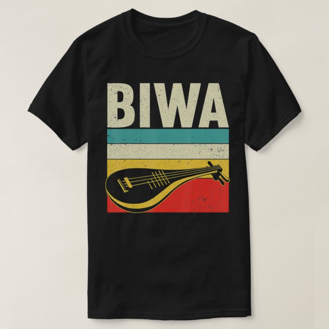 BIWA Asian Retro Instrument Design for music  T-Shirt (Design Front)