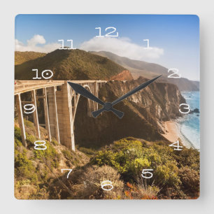 Bixby Bridge, Big Sur, California, USA Square Wall Clock