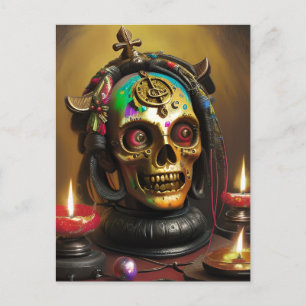 Bizarre Colourful Skull Postcard