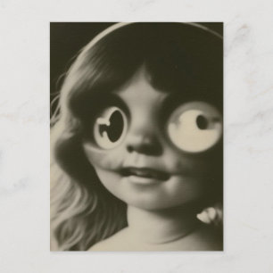 Bizarre Doll Head Halloween Postcard