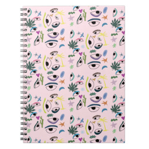 Bizarre eyes stars art pattern notebook