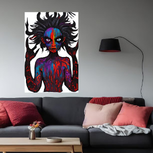Bizarre spooky monster portrait   AI Art Poster
