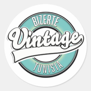 Bizerte tunisia vintage style logo classic round sticker