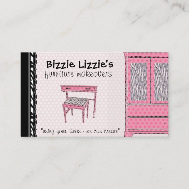 Bizzie Lizzie Zebra and Dots Business Card (Front)