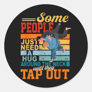 BJJ Brazilian Jiu Jitsu Hug Around Neck Tapping Classic Round Sticker