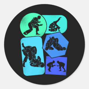 BJJ Brazilian Jiu Jitsu Men Kids Boys Jiujitsu Classic Round Sticker
