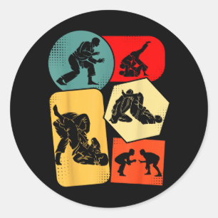 BJJ Brazilian Jiu Jitsu Men Kids Boys Jiujitsu Classic Round Sticker