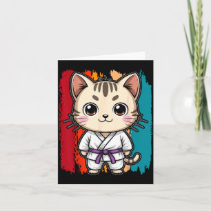 BJJ Brazilian Jiu Jitsu Purple Belt Kawaii Cat Card