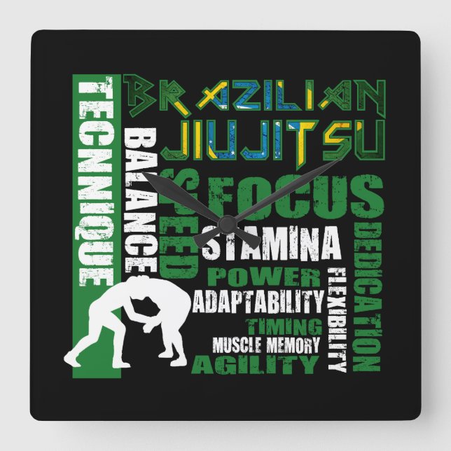 "BJJ Elements" Brazilian Jiu Jitsu Wall Clock (Front)