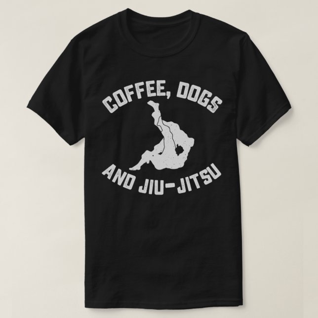 Bjj Funny Coffee Dogs Jiu Jitsu T-Shirt (Design Front)