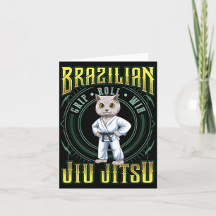 BJJ Grip Roll Win - Grappling Jiu Jitsu Cute Cat Card
