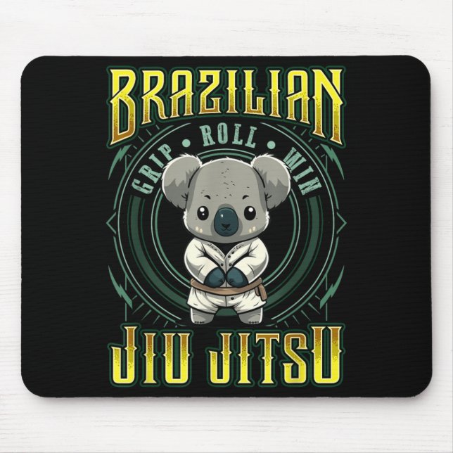 BJJ Grip Roll Win - Grappling Jiu Jitsu cute Koala Mouse Pad (Front)