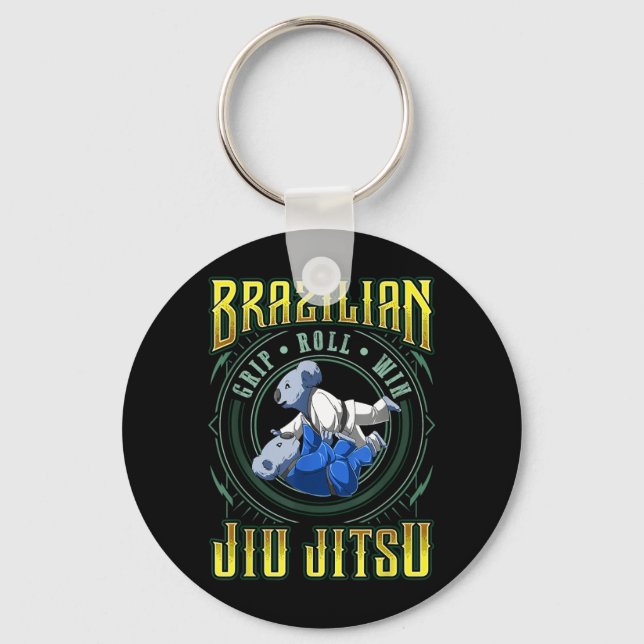 BJJ Grip Roll Win - Grappling Jiu Jitsu Fighting Key Ring (Front)