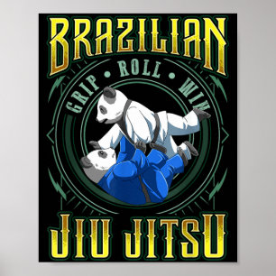 BJJ Grip Roll Win - Grappling Jiu Jitsu Fighting Poster