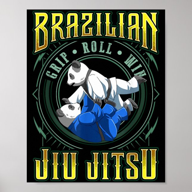 BJJ Grip Roll Win - Grappling Jiu Jitsu Fighting Poster (Front)
