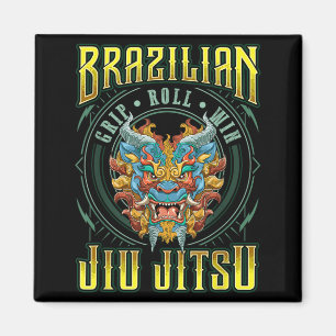 BJJ Grip Roll Win - Grappling Jiu Jitsu Foo Dog Magnet