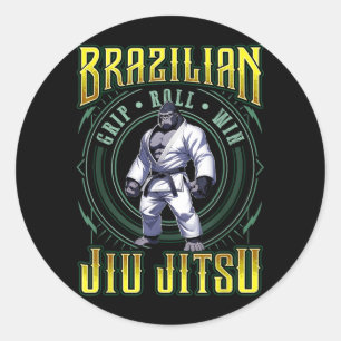 BJJ Grip Roll Win - Grappling Jiu Jitsu Gorilla Classic Round Sticker