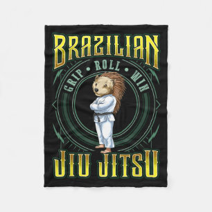 BJJ Grip Roll Win - Grappling Jiu Jitsu Hedgehog Fleece Blanket