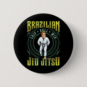 BJJ Grip Roll Win - Grappling Jiu Jitsu Jiujiteira 6 Cm Round Badge