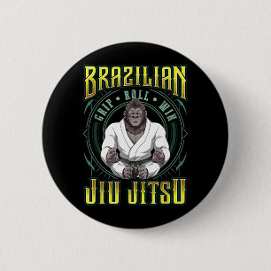 BJJ Grip Roll Win - Grappling Jiu Jitsu Meditation 6 Cm Round Badge
