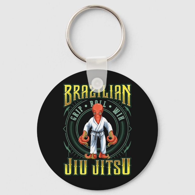 BJJ Grip Roll Win - Grappling Jiu Jitsu Octopus Key Ring (Front)