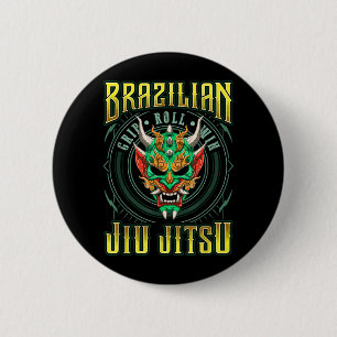 BJJ Grip Roll Win - Grappling Jiu Jitsu Oni Demon 6 Cm Round Badge