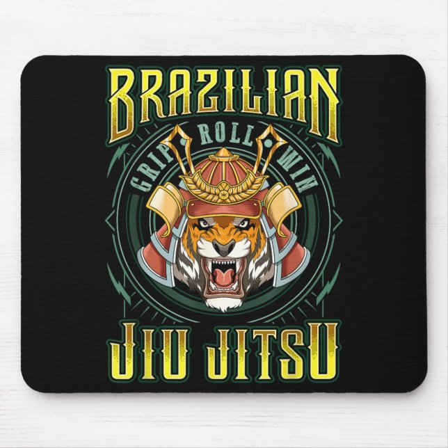BJJ Grip Roll Win - Grappling Jiu Jitsu Samurai Mouse Pad (Front)