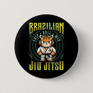 BJJ Grip Roll Win - Grappling Jiu Jitsu Tiger 6 Cm Round Badge