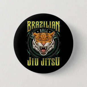 BJJ Grip Roll Win - Grappling Jiu Jitsu Tiger Head 6 Cm Round Badge