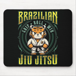 BJJ Grip Roll Win - Grappling Jiu Jitsu Tiger Mouse Pad