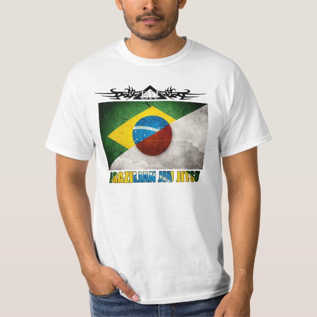 BJJ Japan - Brazilian/ Japanese Flag Fusion T T-Shirt (Front)