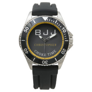 BJJ Jiu Jitsu Personalised Choke Time Black Men's Watch